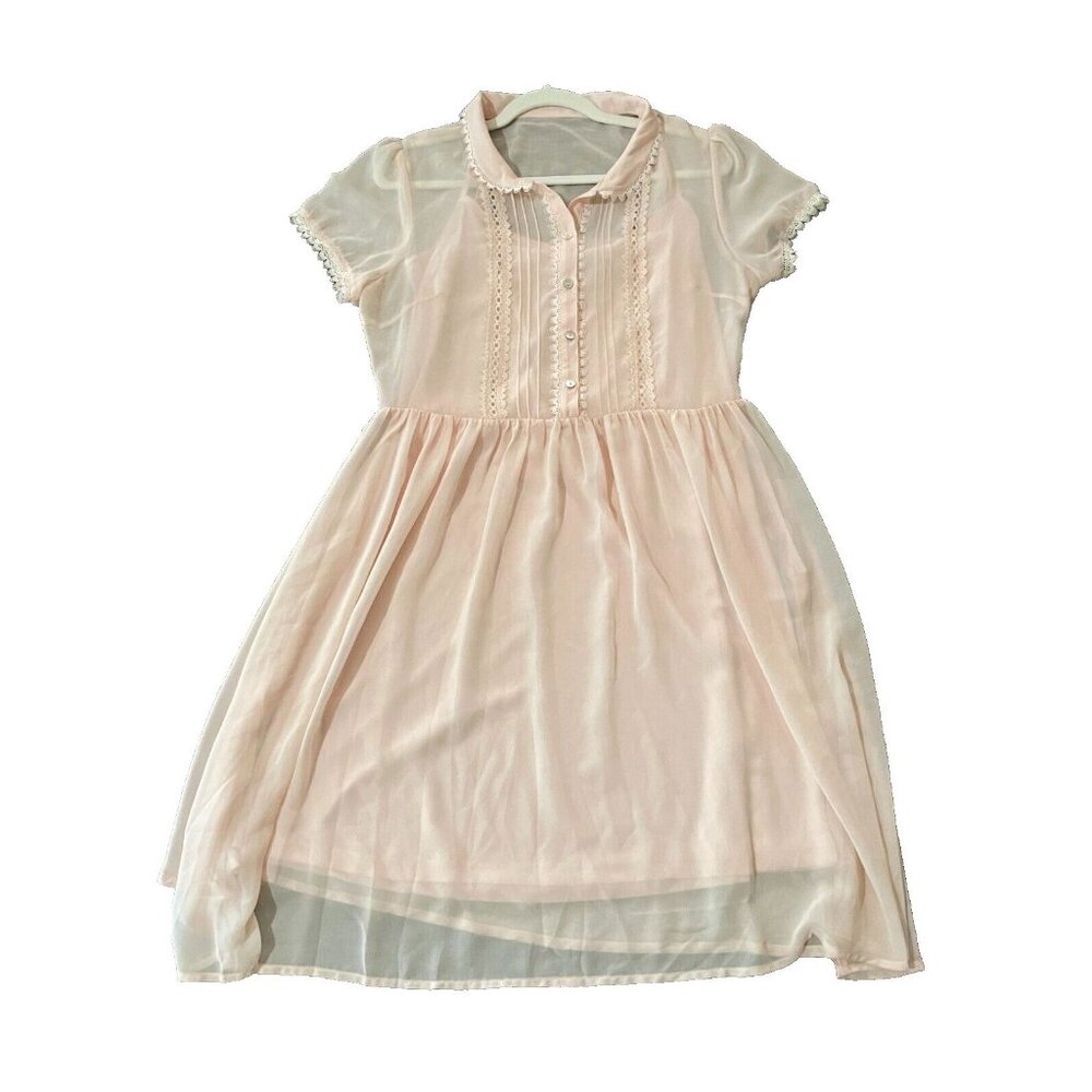 Joanie Vintage lace drape dress 2 pcs 1960s - 1970s style blush pink 12 UK- 8 US